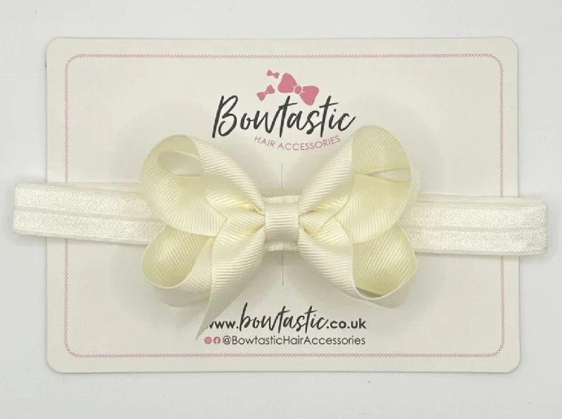 handmade headbands for unique look-3.5 Inch Baby Headband - Antique White