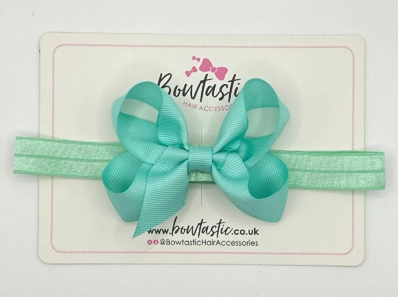 cute fabric headbands for kids-3.5 Inch Baby Headband - Aqua