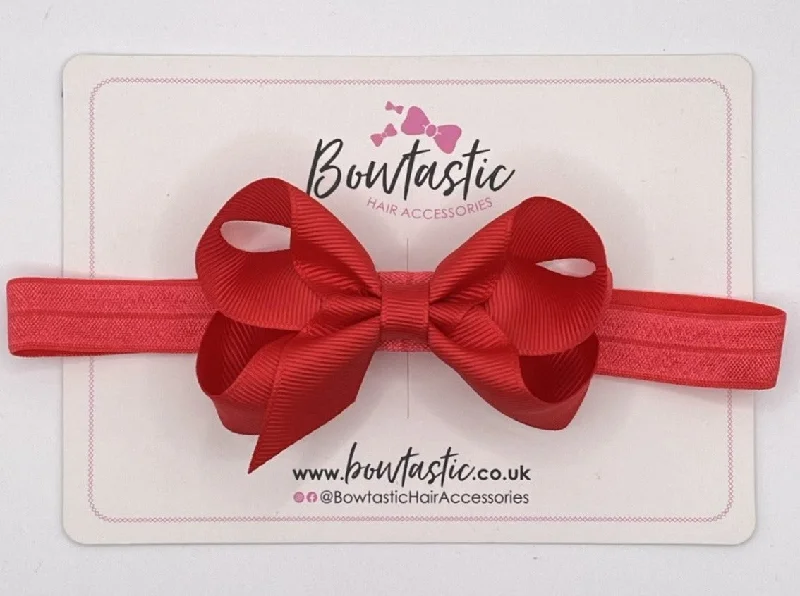 floral hairbands for spring outfits-3.5 Inch Baby Headband - Hot Red