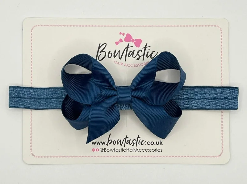 handmade hair clips for wedding day-3.5 Inch Baby Headband - Light Navy