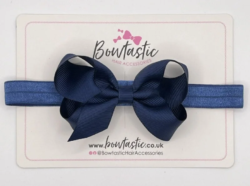 fun hair accessories for kids-3.5 Inch Baby Headband - Navy