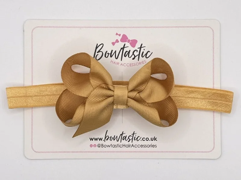 velvet hair accessories for festive outfits-3.5 Inch Baby Headband - Old Gold