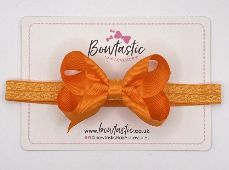 unique braided hairbands for boho looks-3.5 Inch Baby Headband - Tangerine