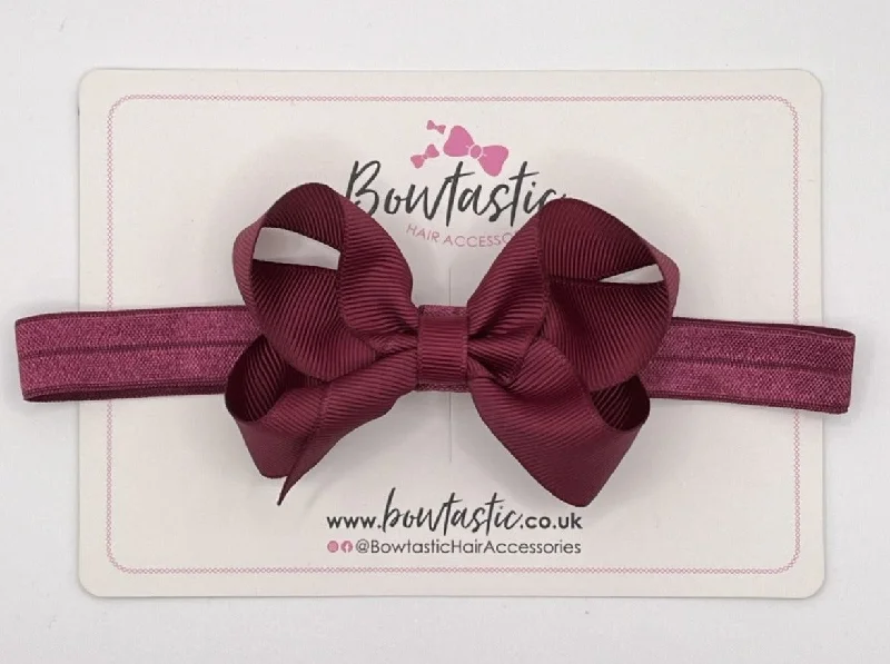 satin ribbon hairbands for classy styling-3.5 Inch Baby Headband - Wine