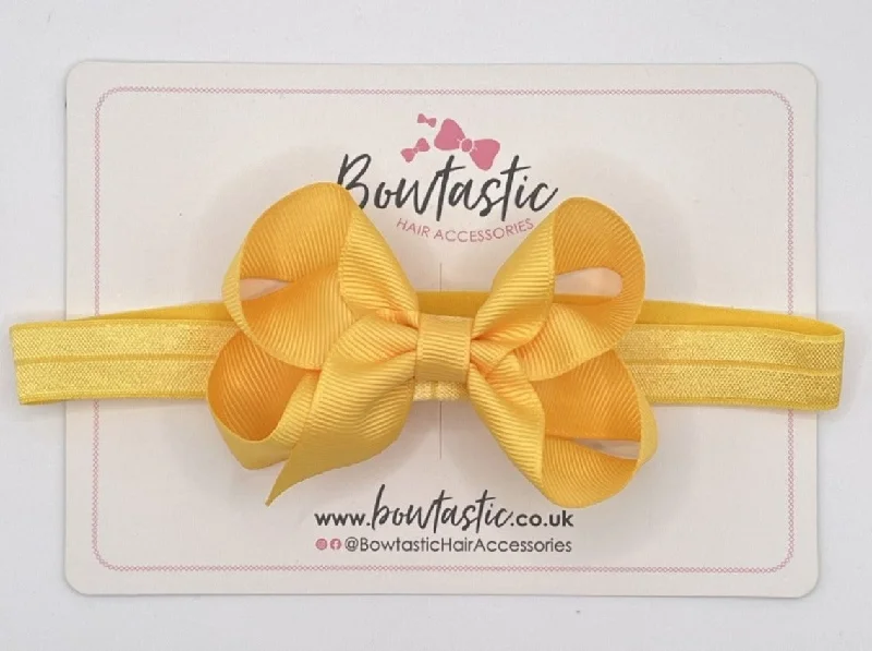 handmade flower hairpins for weddings-3.5 Inch Baby Headband - Yellow Gold