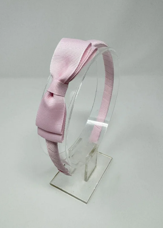 sparkling clips for evening hairdos-3 Inch Flat Bow Alice Band - Icy Pink