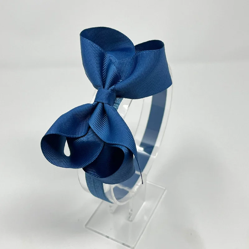 fancy flower hair clips for weddings-4.5 Inch Baby Headband - Light Navy