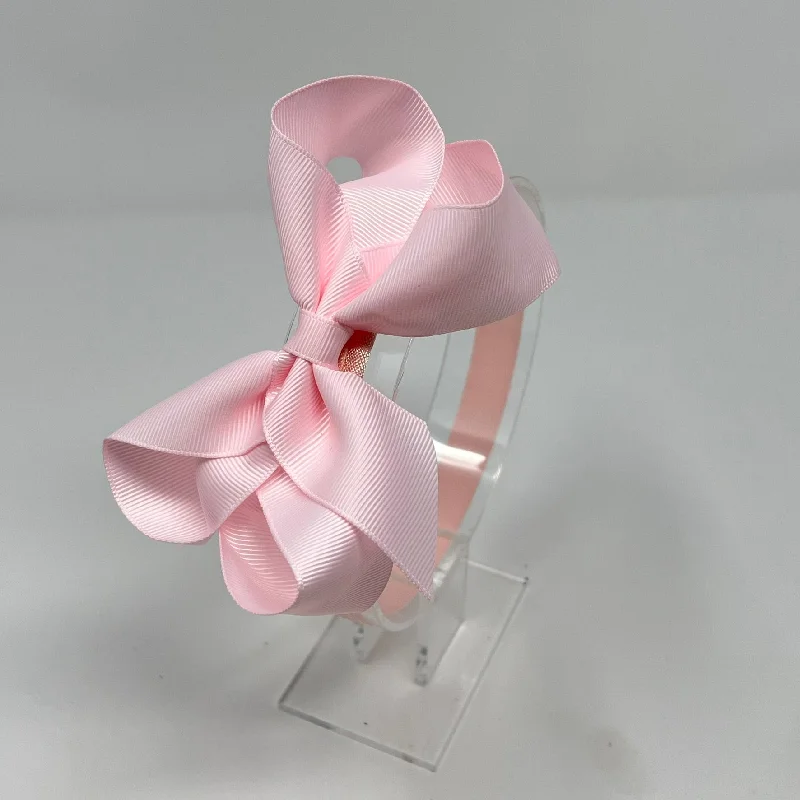 satin flower hairbands for weddings-4.5 Inch Baby Headband - Powder Pink