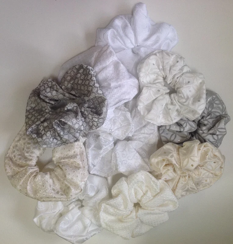 luxury hair combs for brides-Brocade Scrunchies.  To match our Stocks