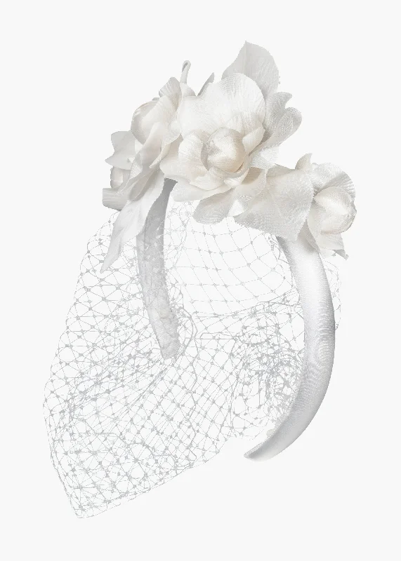 luxury hair accessories for weddings-Camelia Voilette -- cream