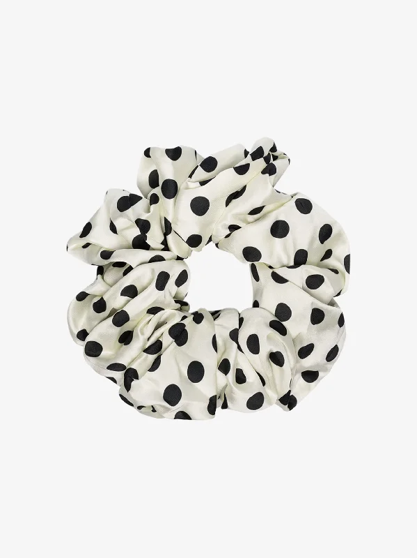 cute pom-pom hair clips for kids-Cindy Scrunchie Black & White