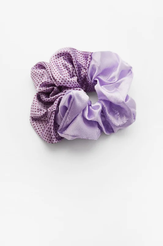 cute animal hair clips for kids-Cindy Semi Dot Scrunchie Purple