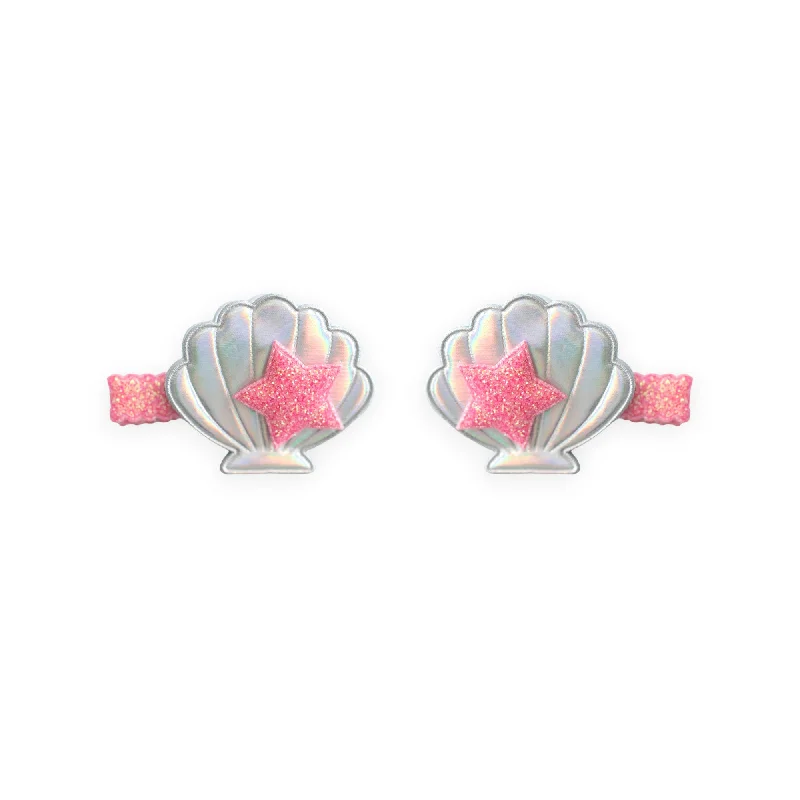 luxury crystal-encrusted hair clips-Summer Crystal 1 Pair Sea Shell Pearl Hair Clips For Girls