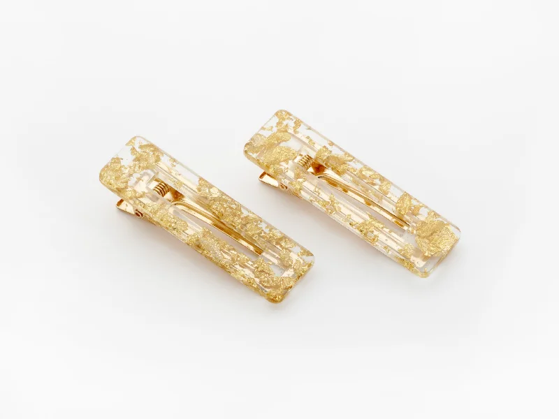 chic hair accessories for bridesmaids-Dillon Clips Gold Flake