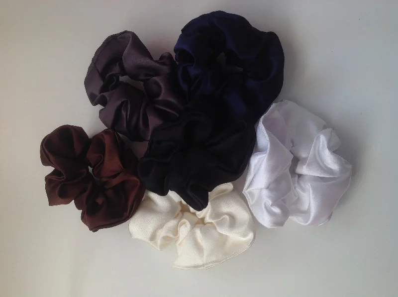 stylish clips for thick curly hair-Duchess Satin Scrunchies