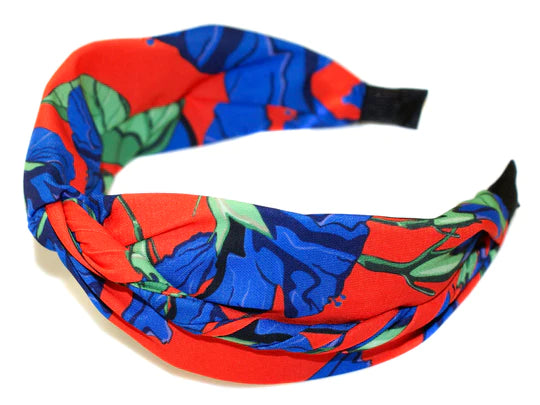 boho chic headbands for summer fashion-Ellyda Turban Twist Headband - Red/Blue