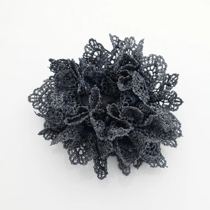 elegant crystal hair clips for evening wear-Floral Lace Scrunchie