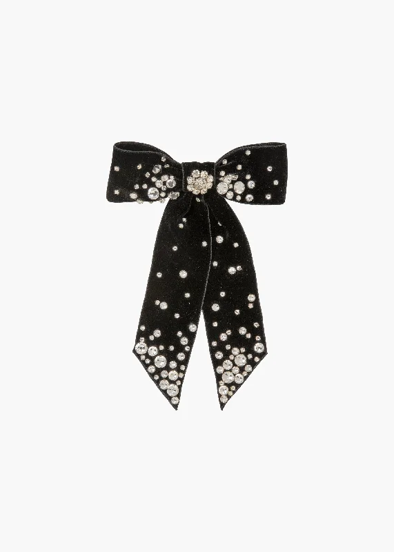 sparkly hairpins for glamorous looks-Isabelle Bow Barrette -- Black Crystal