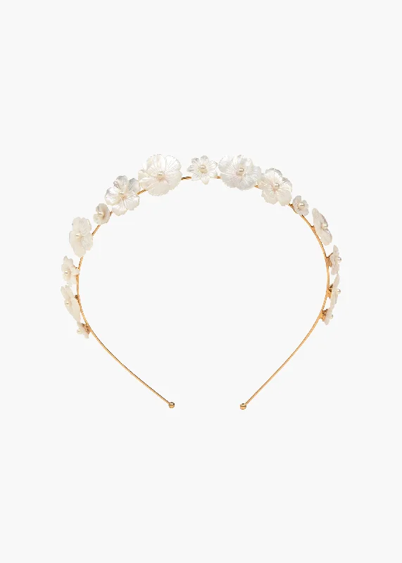 oversized hair clips for thick hair-Jenna Headband -- Mother of Pearl