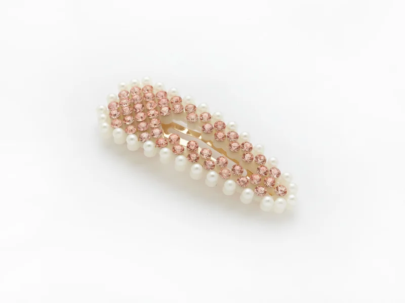 simple pearl hairpins for casual styles-Lain Clip Peach