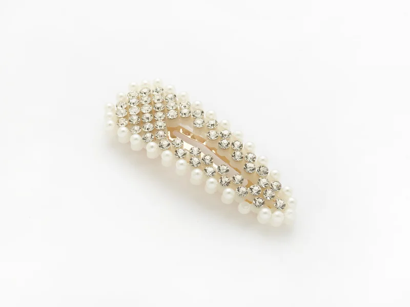 luxury pearl hairbands for weddings-Lain Clip Silver