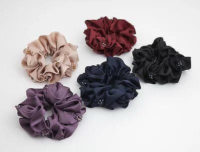 satin hairbands for everyday chic-Beaded Petal Luxurious Scrunchie