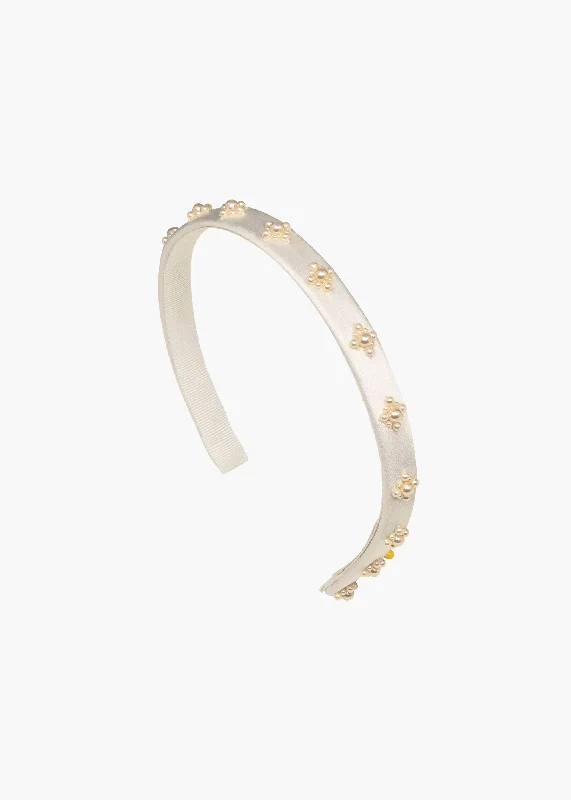 luxury pearl hairbands for weddings-Mare Headband -- Cream