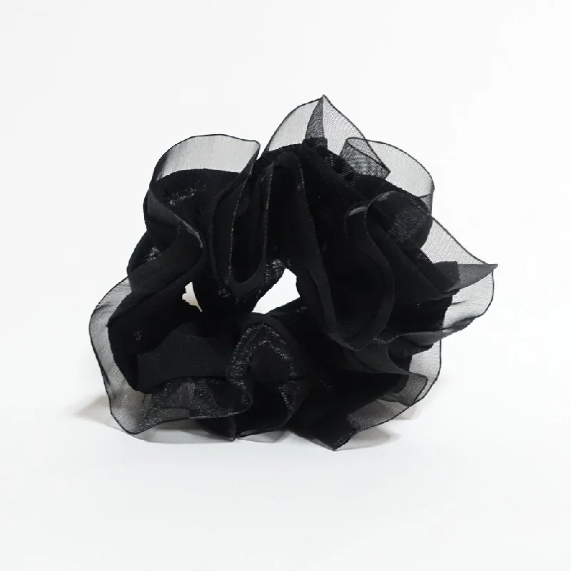 hairpins for wedding hairstyles-Mesh Trim Chiffon Scrunchie