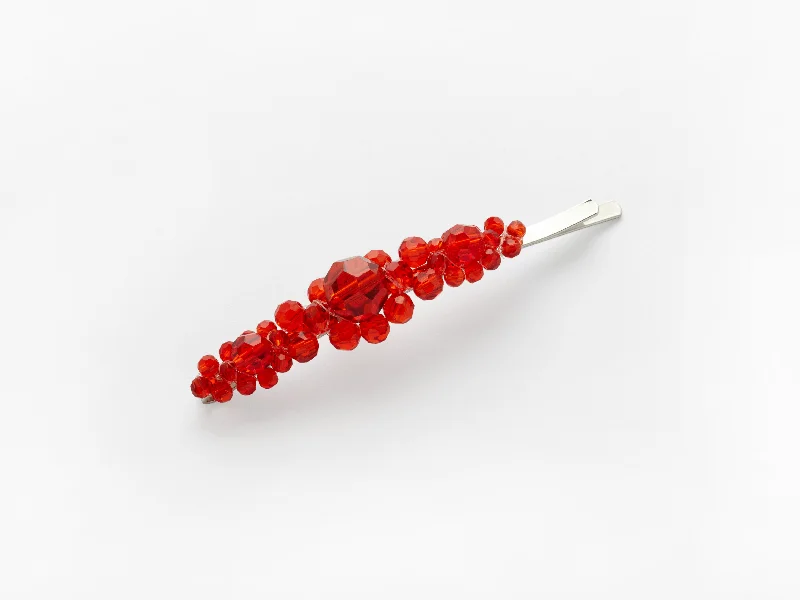 elegant satin headbands for brides-Penelope Clip in Red