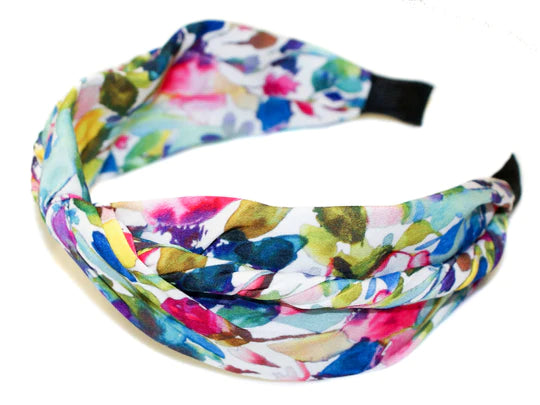 modern headbands for trendy styles-Phia Turban Twist Headband - White/Multi