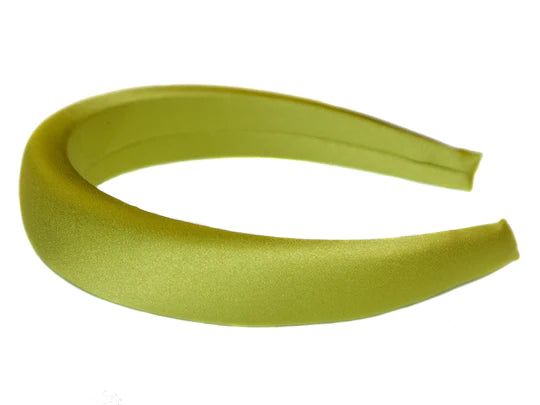 oversized hair clips for thick curls-Satin Padded Alice Band - Lime