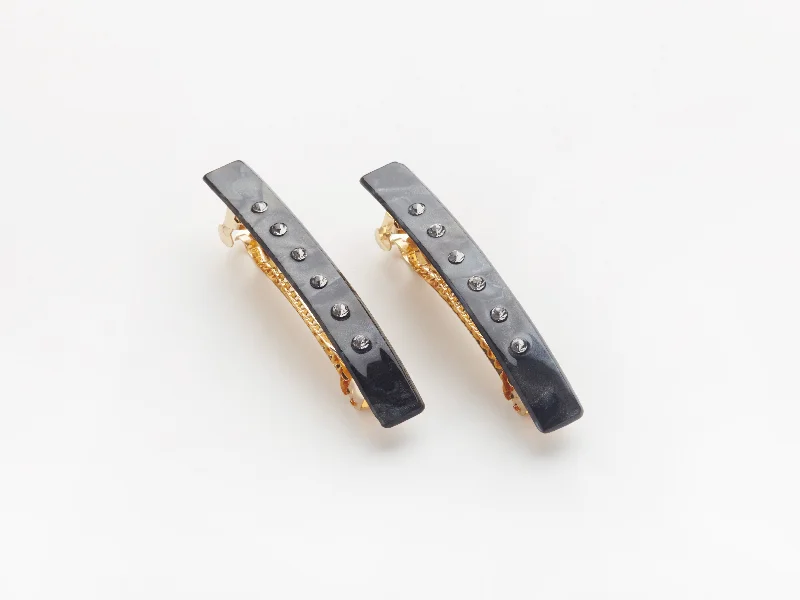 hairpins for wedding hairstyles-Mafalda Barrettes in Obsidian