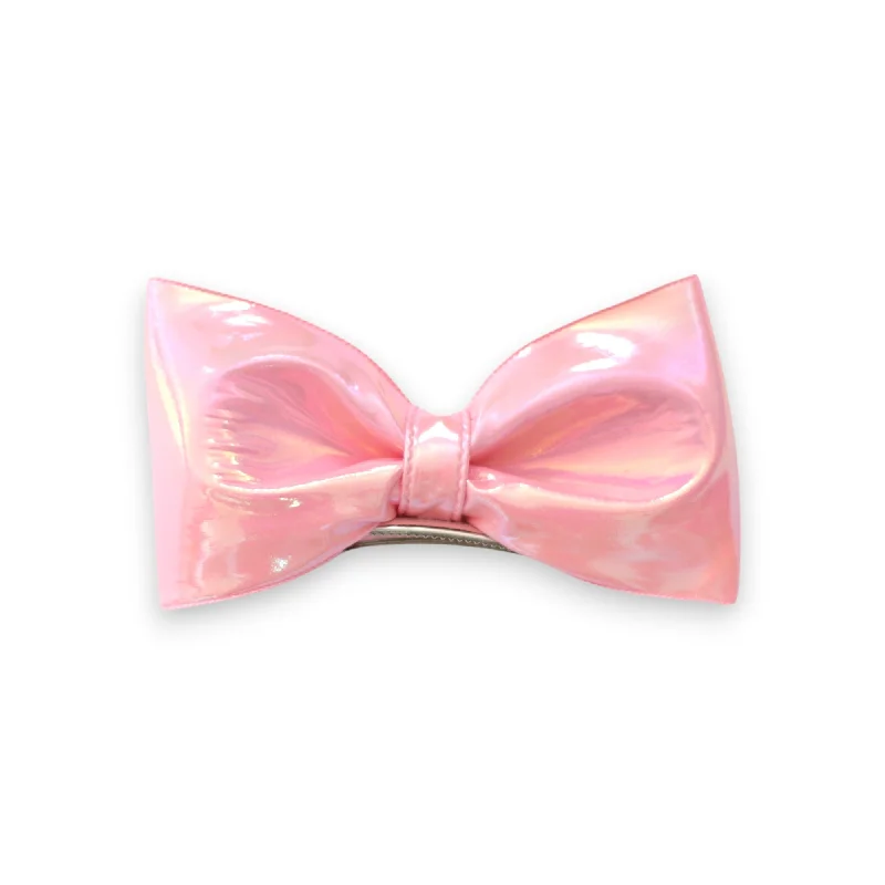 floral hair accessories for spring fashion-Summer Crystal Vegan Leather Large Bow Hair Clip