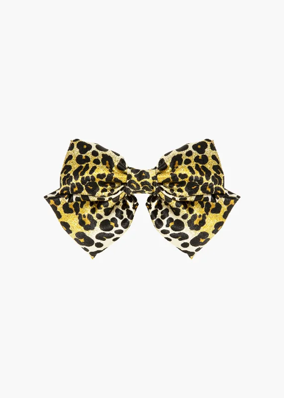 decorative hair clips for wedding guests-Tilly Bow Barrette -- Leopard