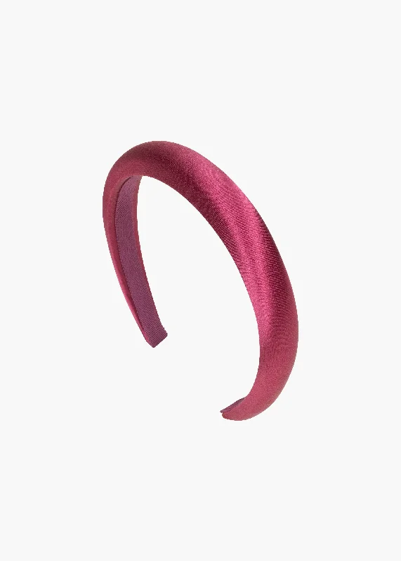 trendy satin hair ties for thick hair-Tori Headband in Satin -- Mulberry