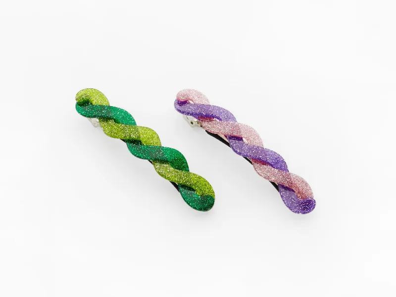 floral hairbands for spring outfits-Willow Clips Green & Purple