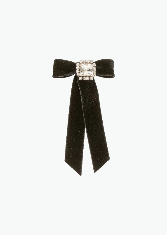 minimalistic hairbands for daily wear-Zelina Bow Barrette -- Black