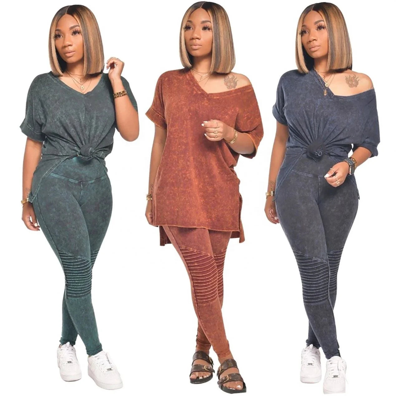 wigs for bold color transformations-2024 Hot Sale Embossed Stitching Top Suit Five-Point V-Neck Short-Sleeved Casual Fashion Loose Split Two-Piece Pants Set