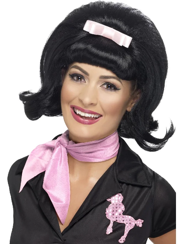 wigs for bold, playful looks-50s Flicked Beehive Bob, Black