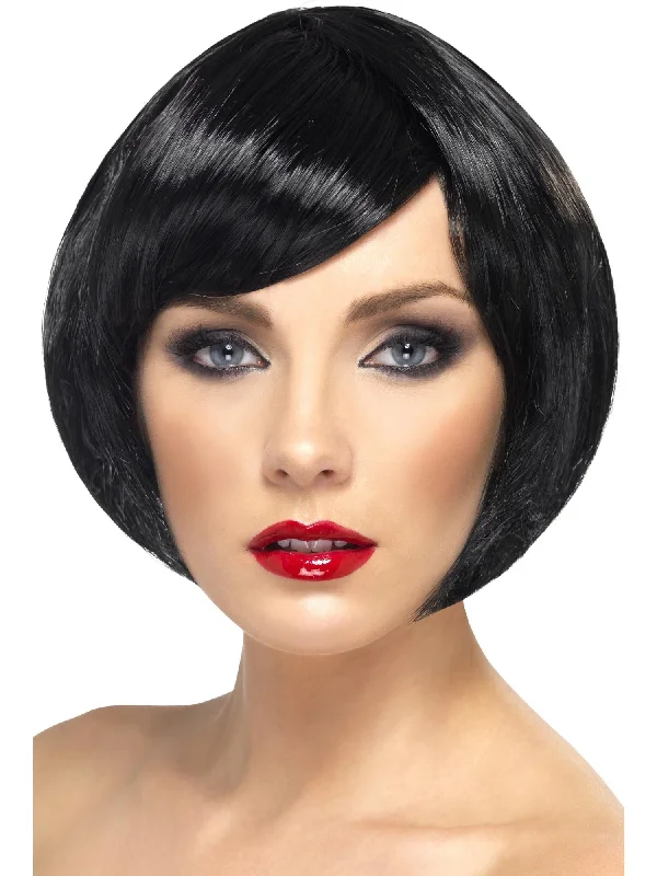 wigs for a fresh, new hairstyle-Babe Wig, Black, Short Bob with Fringe