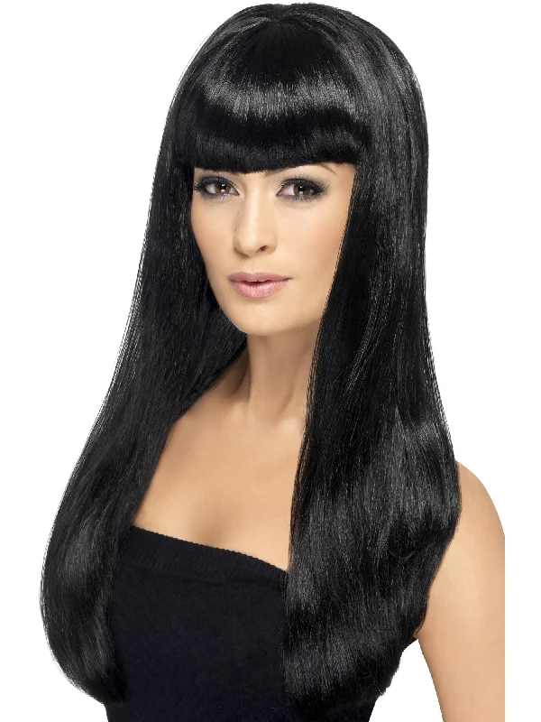 wigs for everyday comfort and style-Babelicious Wig, Black, Long, Straight with Fringe