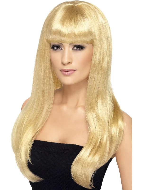 wigs for adding length and volume-Babelicious Wig, Blonde, Long, Straight with Fringe