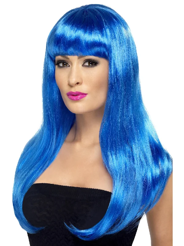 full lace wigs for ultimate styling versatility-Babelicious Wig, Blue, Long, Straight with Fringe