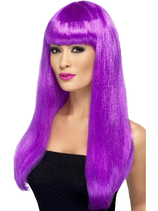 wigs for creating dramatic hairstyles-Babelicious Wig, Purple, Long, Straight with Fringe