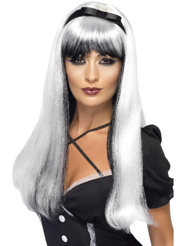 wigs for creating retro and vintage styles-Bewitching Wig, White & Black