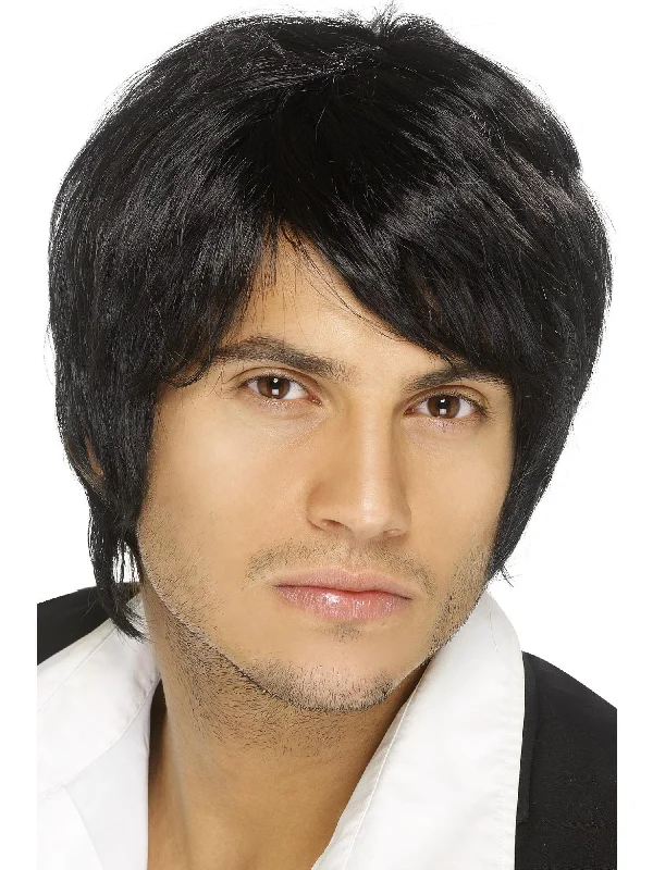 wigs for natural volume and bounce-Boy Band Wig, Black