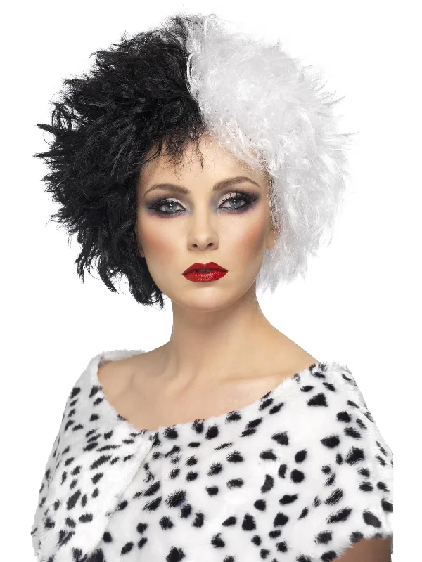 trendy wigs for young and bold styles-Evil Madame Wig, Black & White