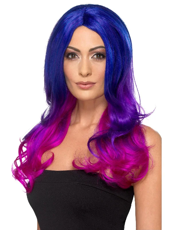 full lace wigs for seamless styling-Fashion Ombre Wig, Blue & Pink