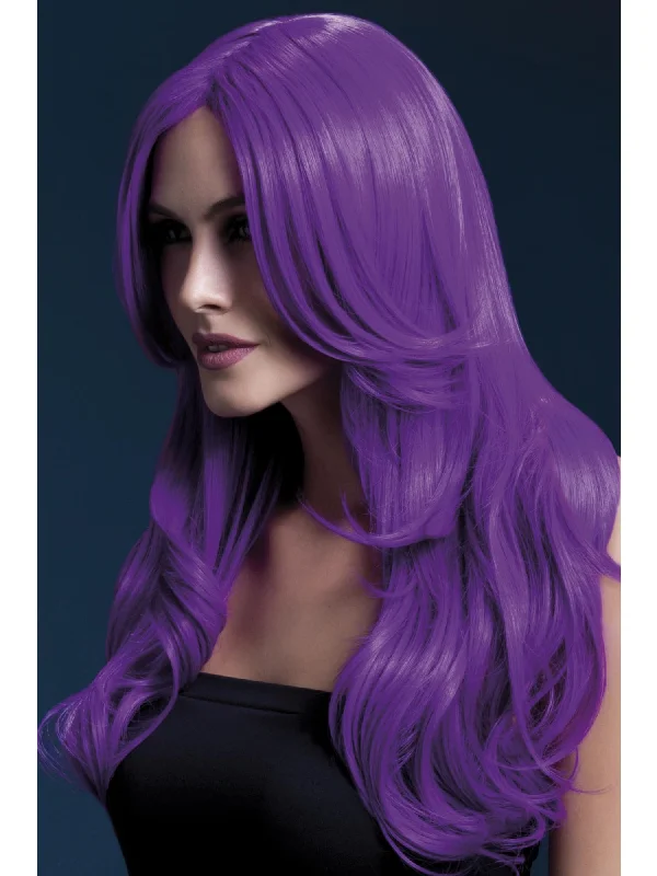 wigs for natural-looking waves-Fever Khloe Wig, Neon Purple