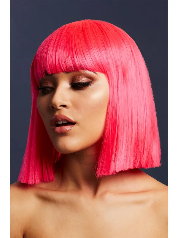 short straight wigs for classic looks-Fever Lola Wig, Neon Pink